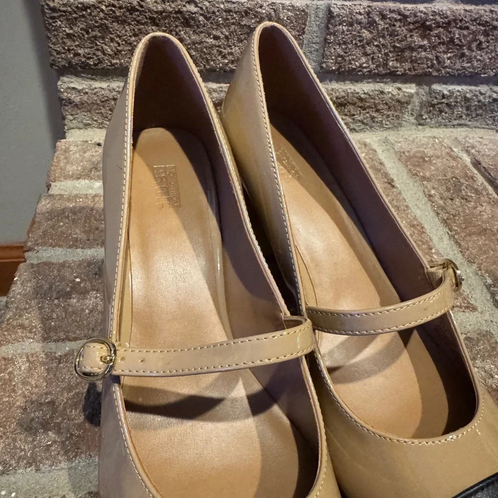 Nordstrom Rack Jackie Cap Toe Mary Jane Pump Patent Light Brown, Tan Size 8M 422